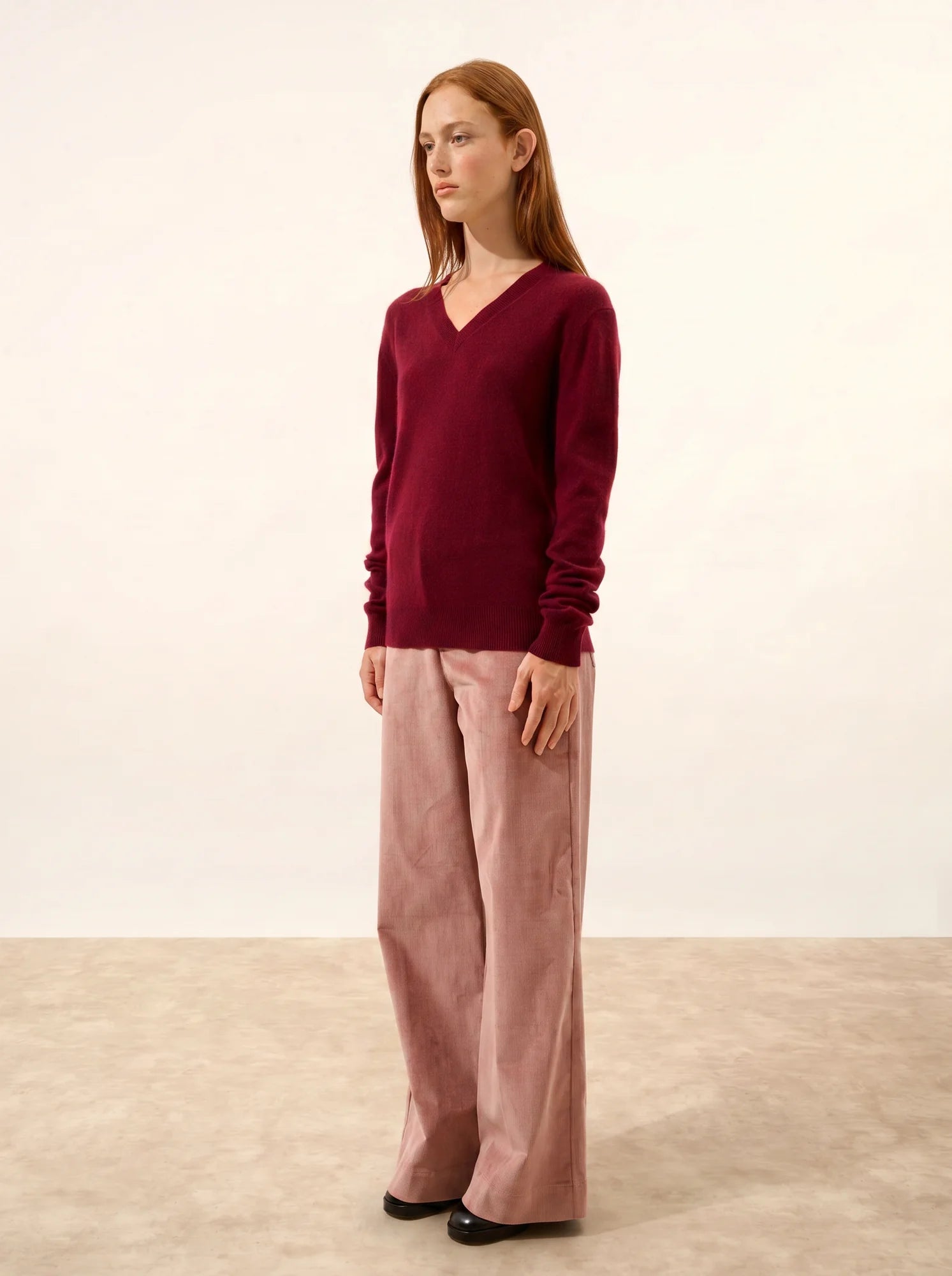 NORA pullover v-ausschnitt bordeaux