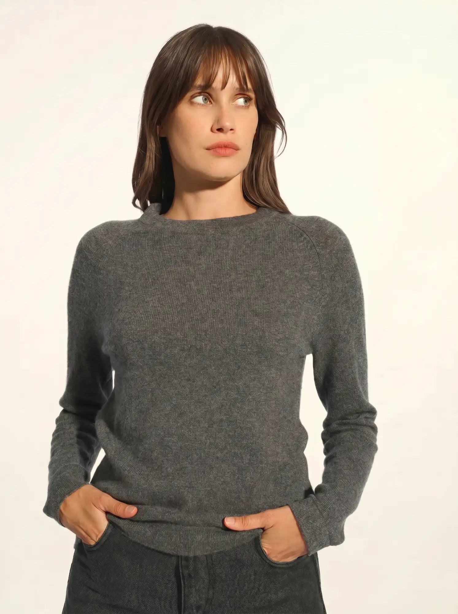 JANE pullover rundhalsausschnitt anthrazit meliert