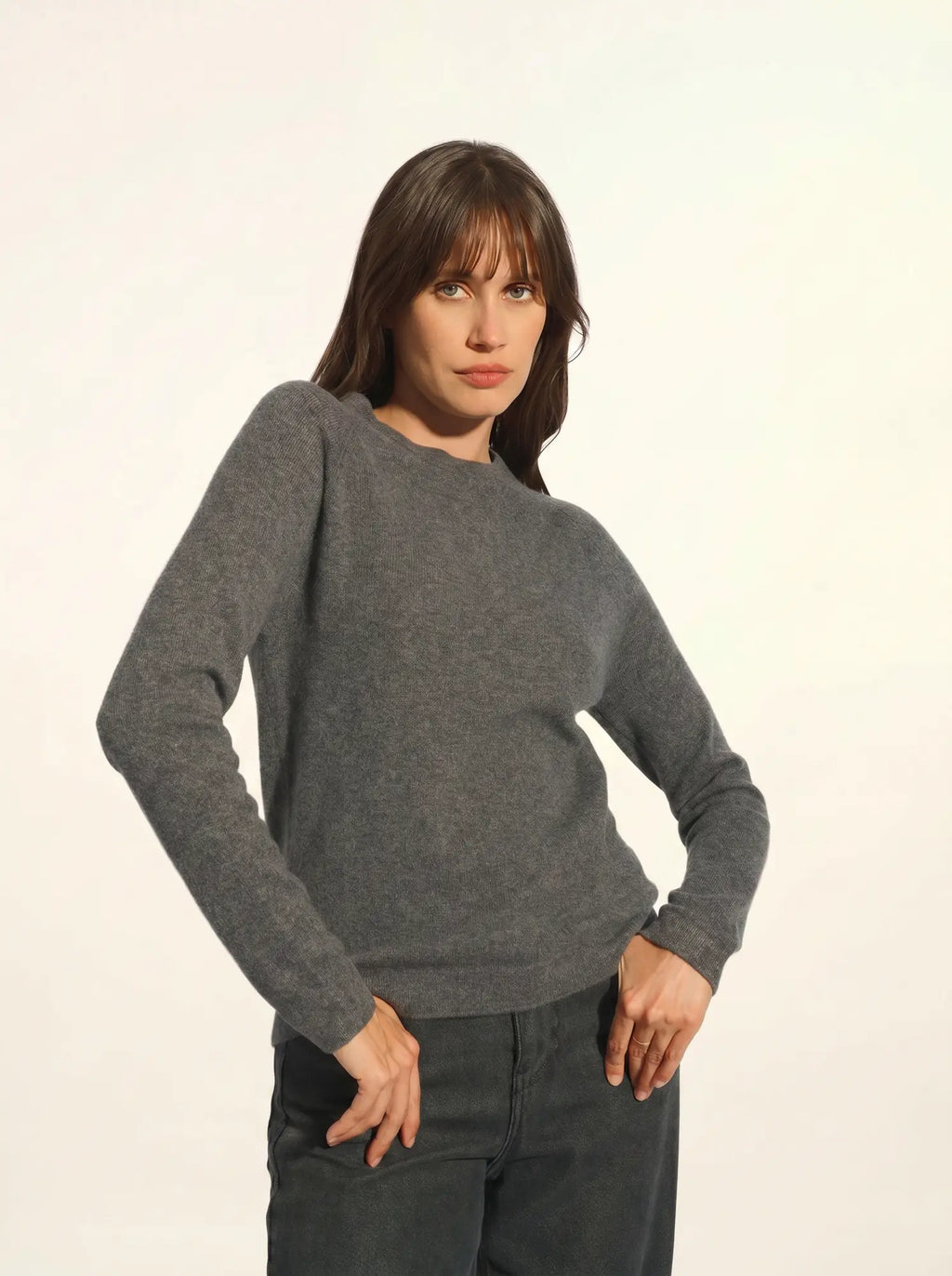 JANE pull col rond anthracite chiné