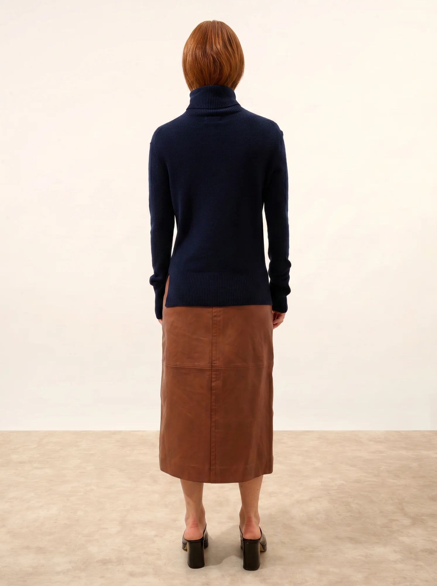 LEXIE pull col roulé bleu marine