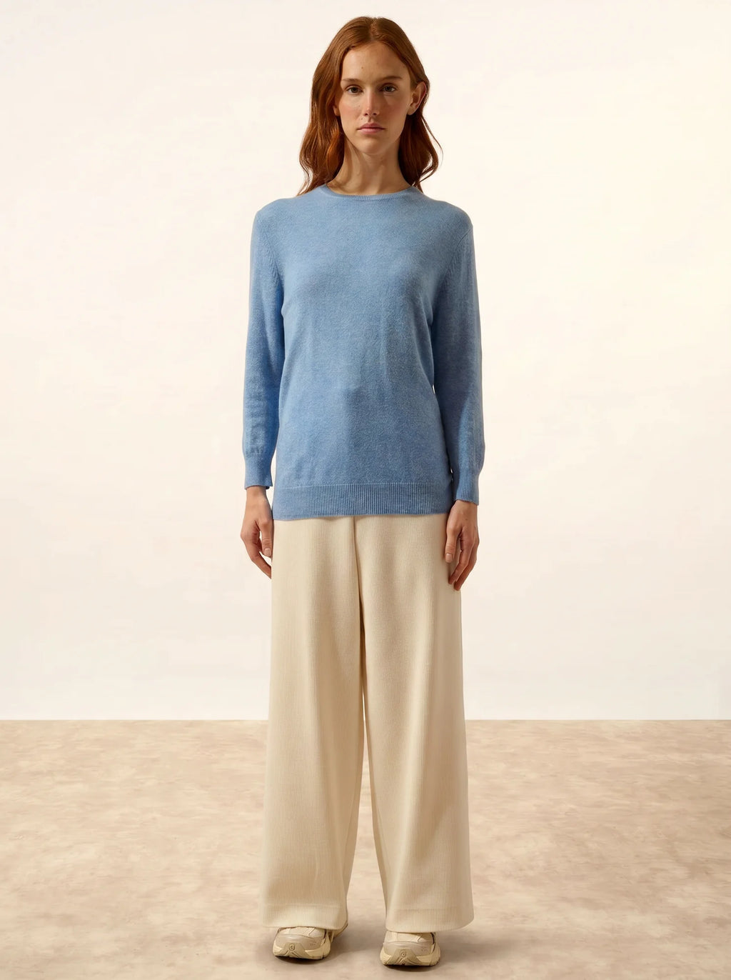 JANICE pullover rundhalsausschnitt geknöpft hinten himmelblau