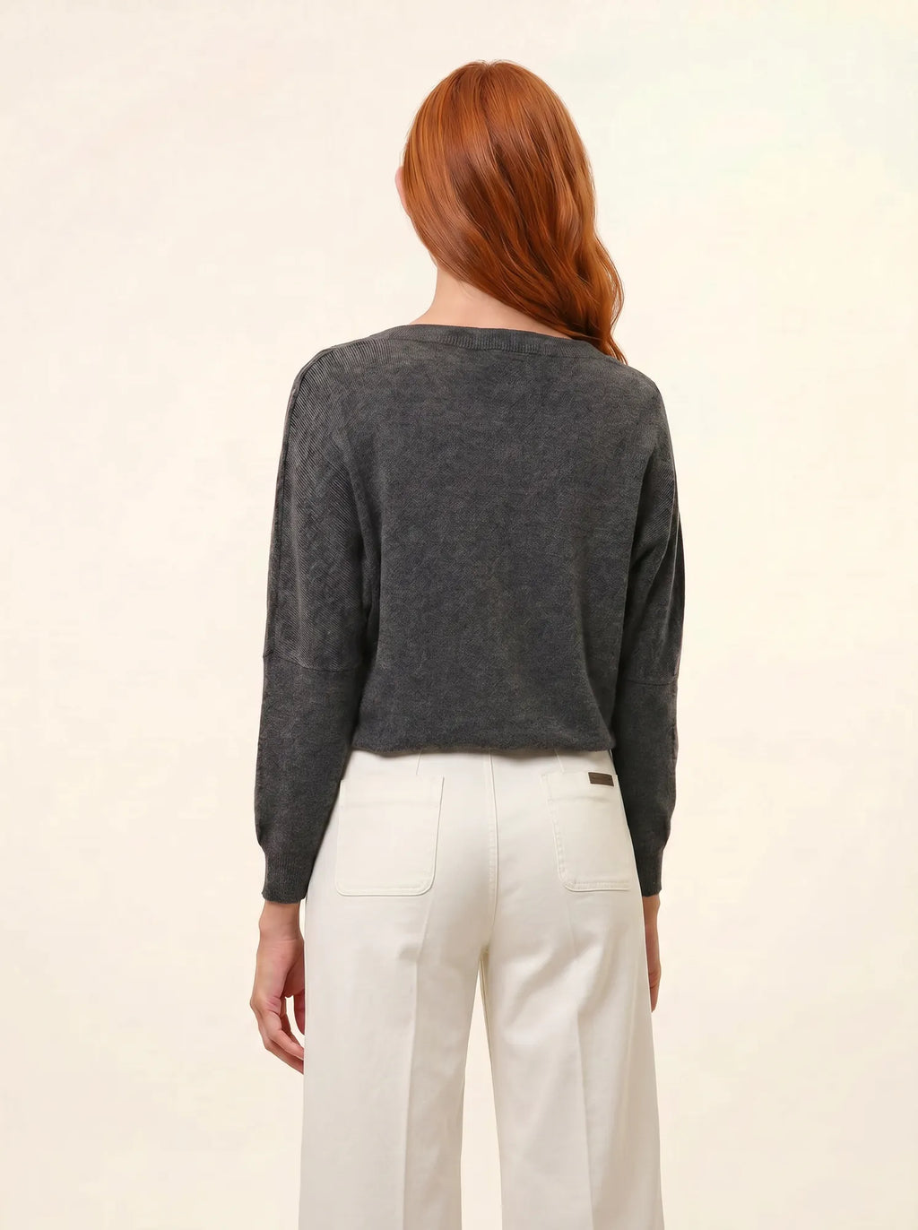 REBECCA pull chauve souris anthracite chiné