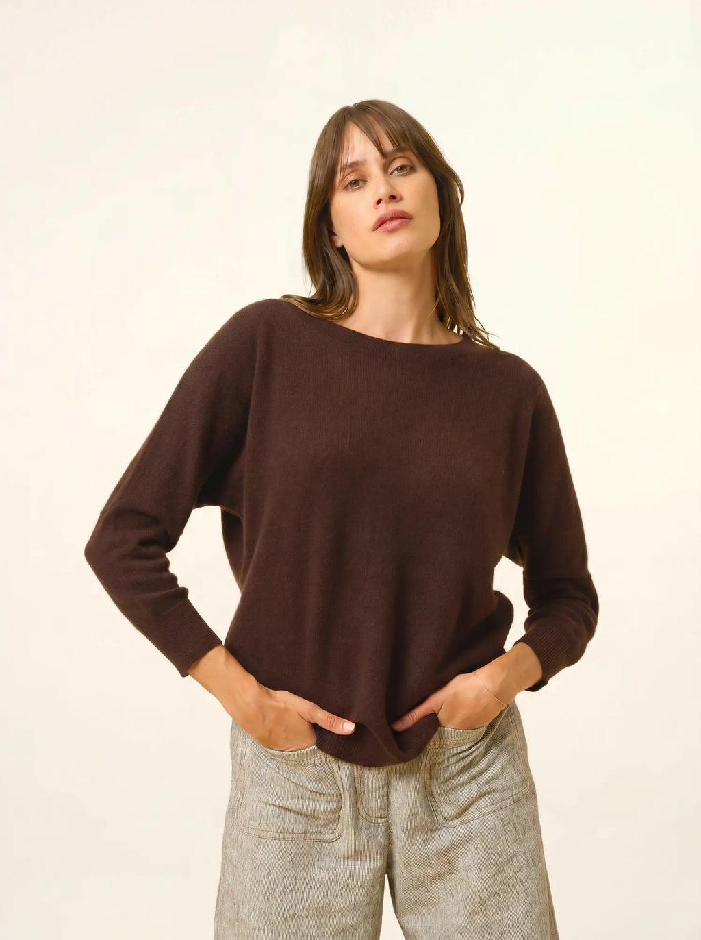 REBECCA pullover chauve souris choco