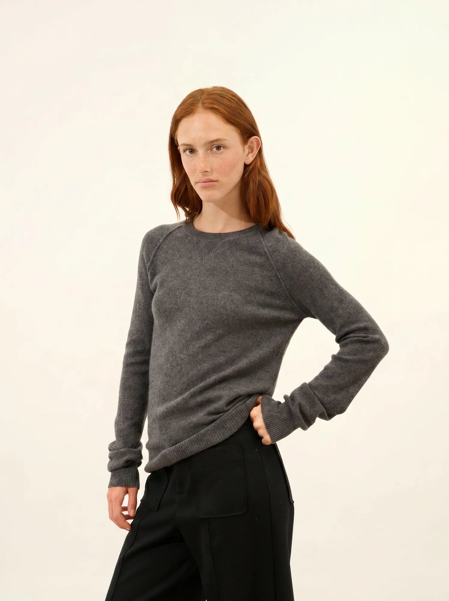HELEN pullover rundhalsausschnitt anthrazit meliert