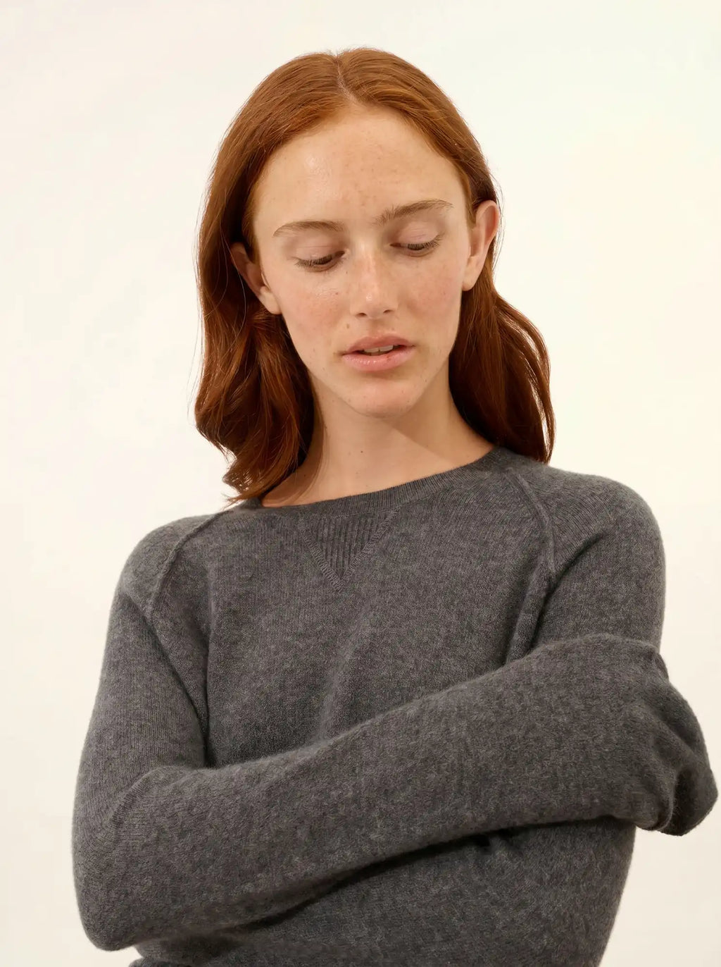 HELEN pull col rond anthracite chiné