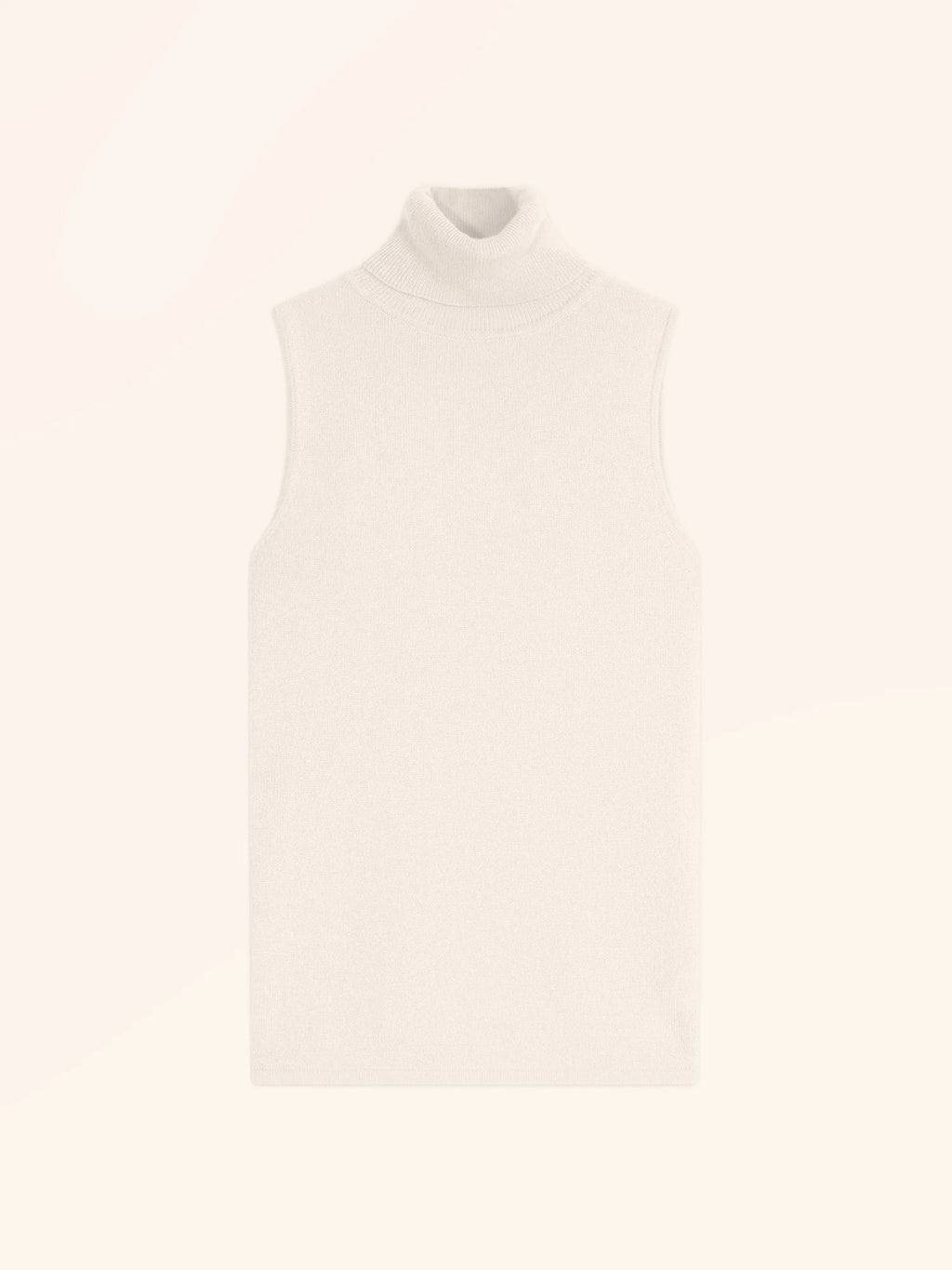 VIOLET pull col roulé sans manches ivoire