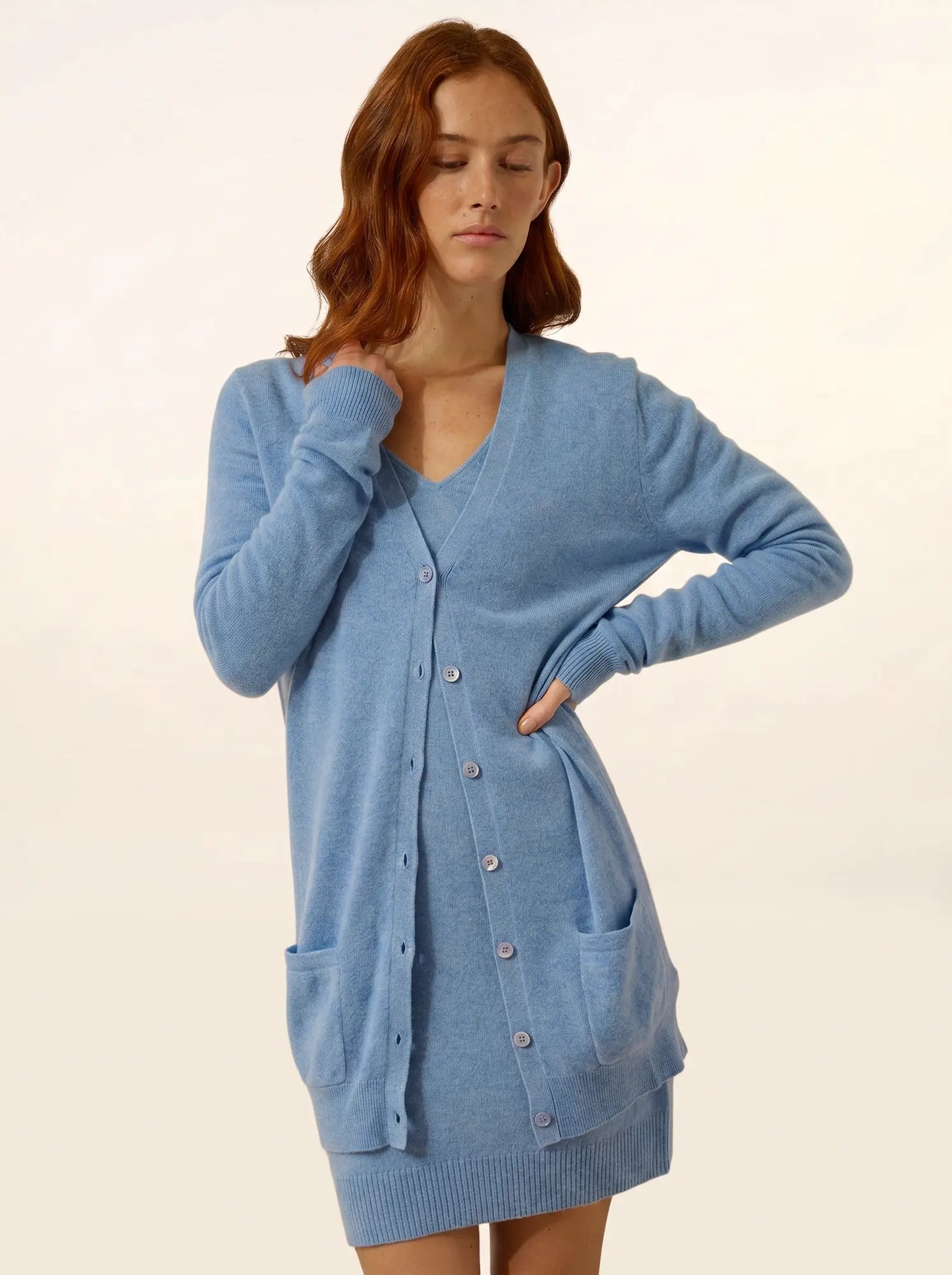 TOMMIE strickjacke v-ausschnitt himmelblau