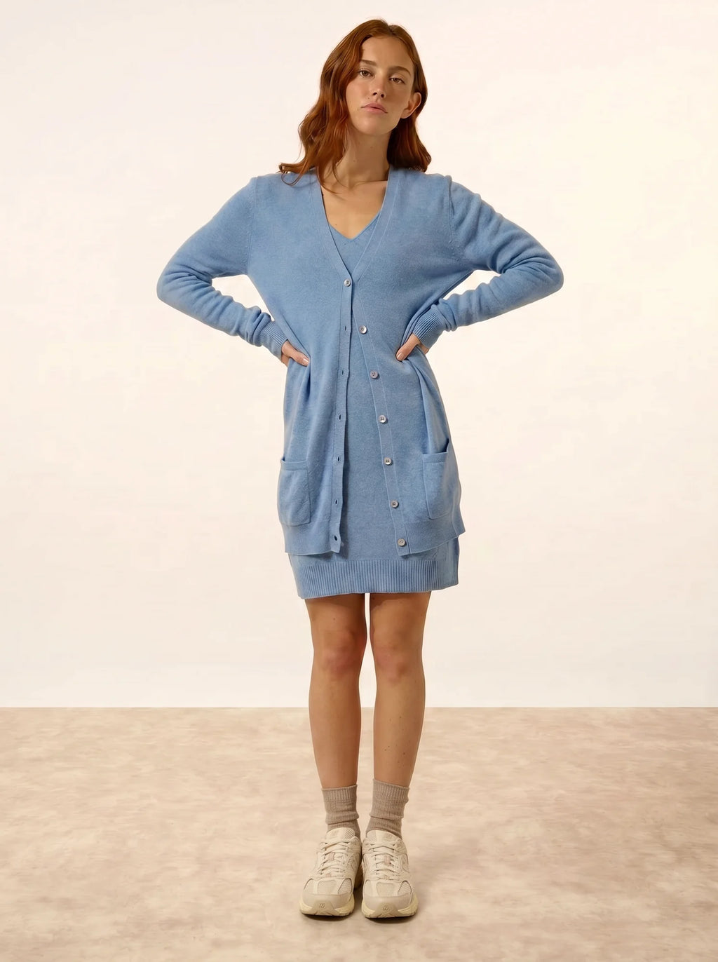 TOMMIE strickjacke v-ausschnitt himmelblau
