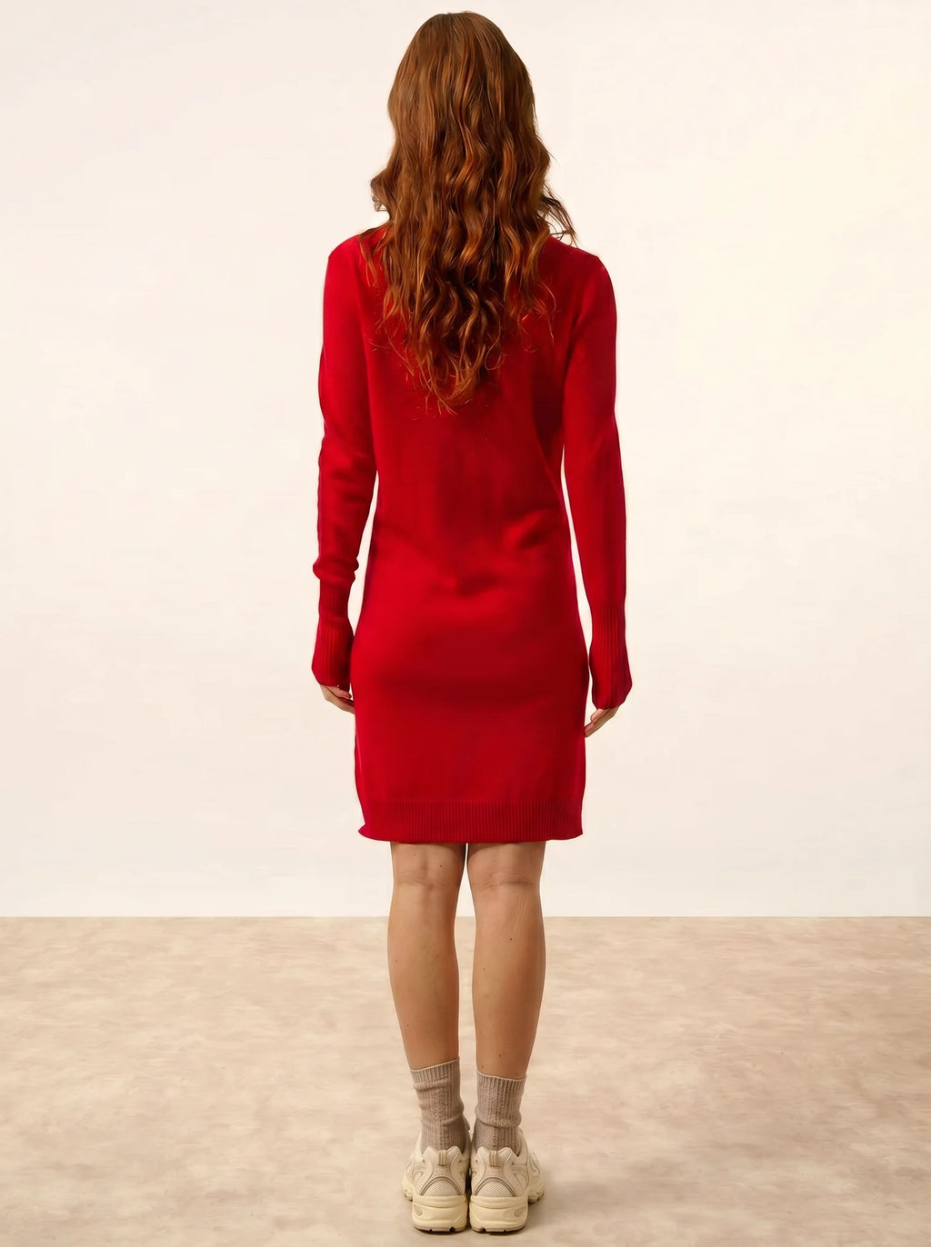 SUSAN kleid rundhalsausschnitt rot