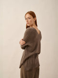 OPAL pullover v-ausschnitt vorne und hinten taupe meliert