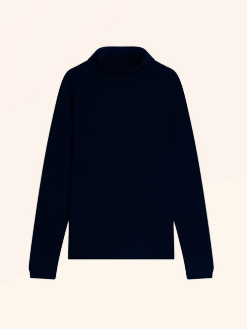 BLANTYRE pull col roulé bleu marine