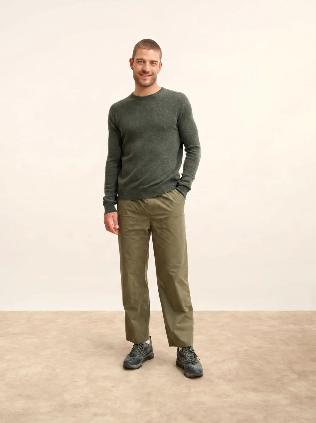 HOWARD pull col rond kaki chiné