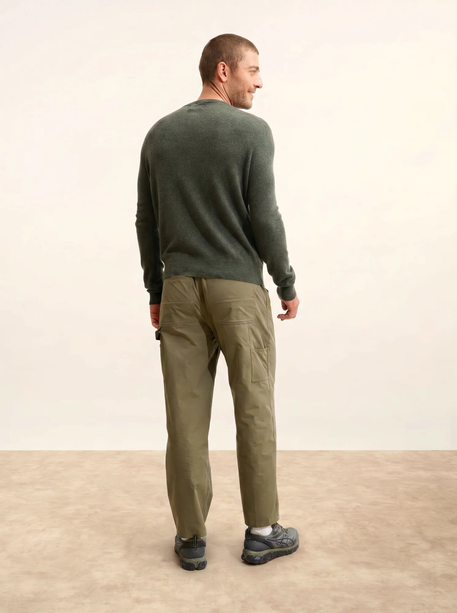 HOWARD pull col rond kaki chiné