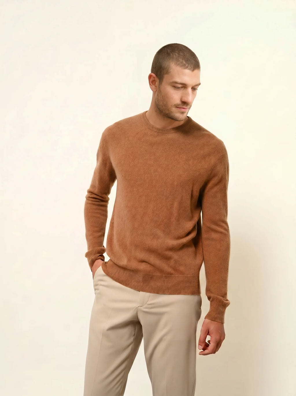 HOWARD pull col rond noisette