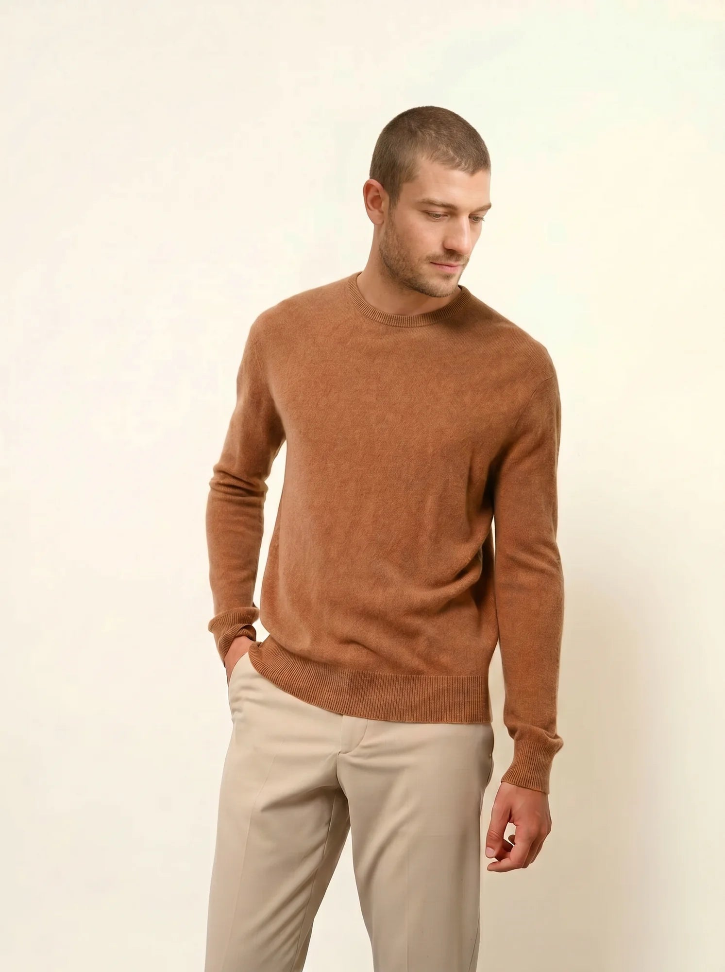HOWARD pull col rond noisette