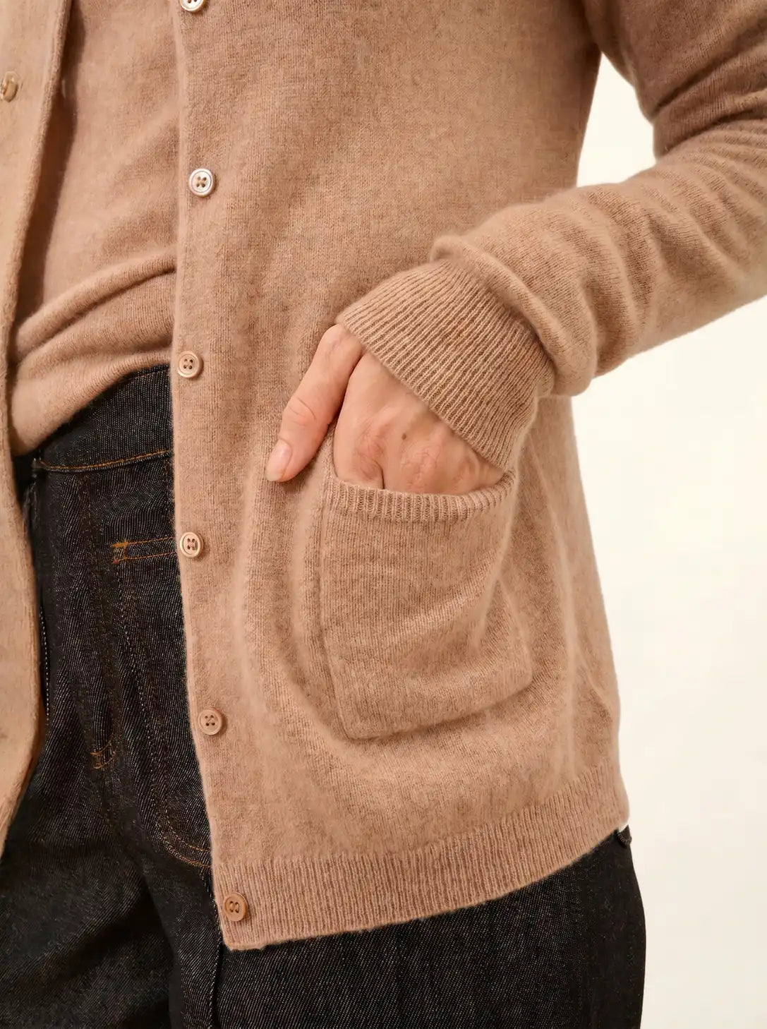 KATHARINE strickjacke rundhalsausschnitt camel meliert