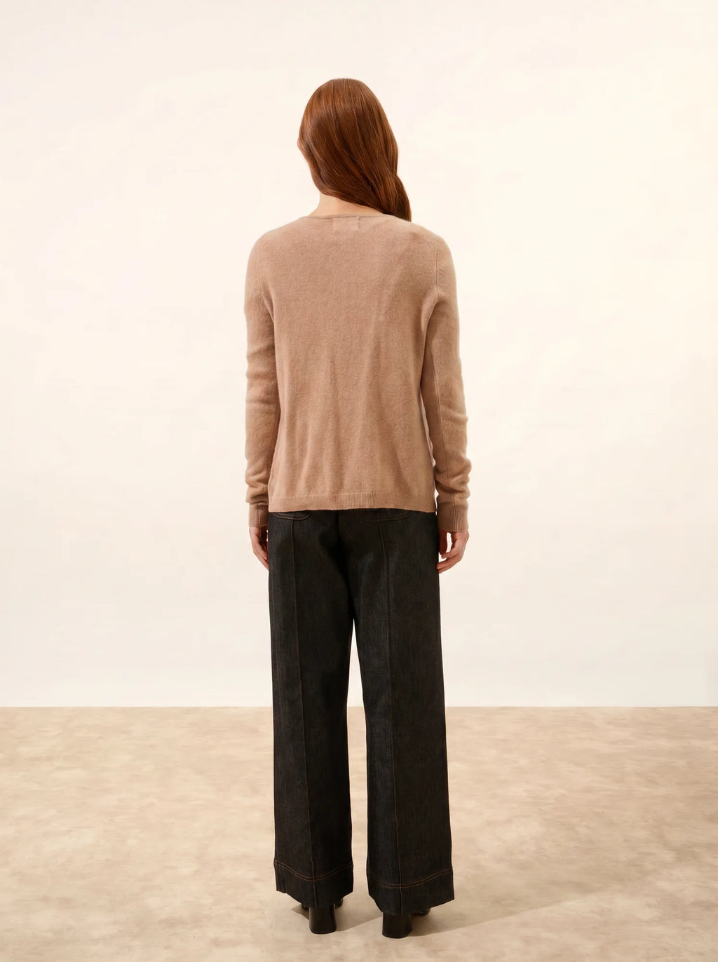 KATHARINE strickjacke rundhalsausschnitt camel meliert