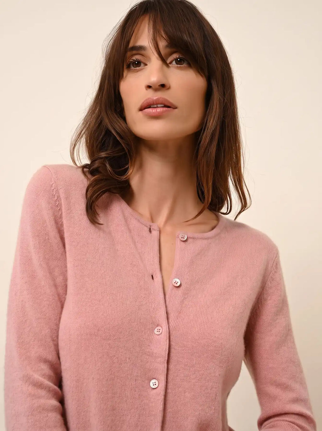 KATHARINE strickjacke rundhalsausschnitt bois de rosa