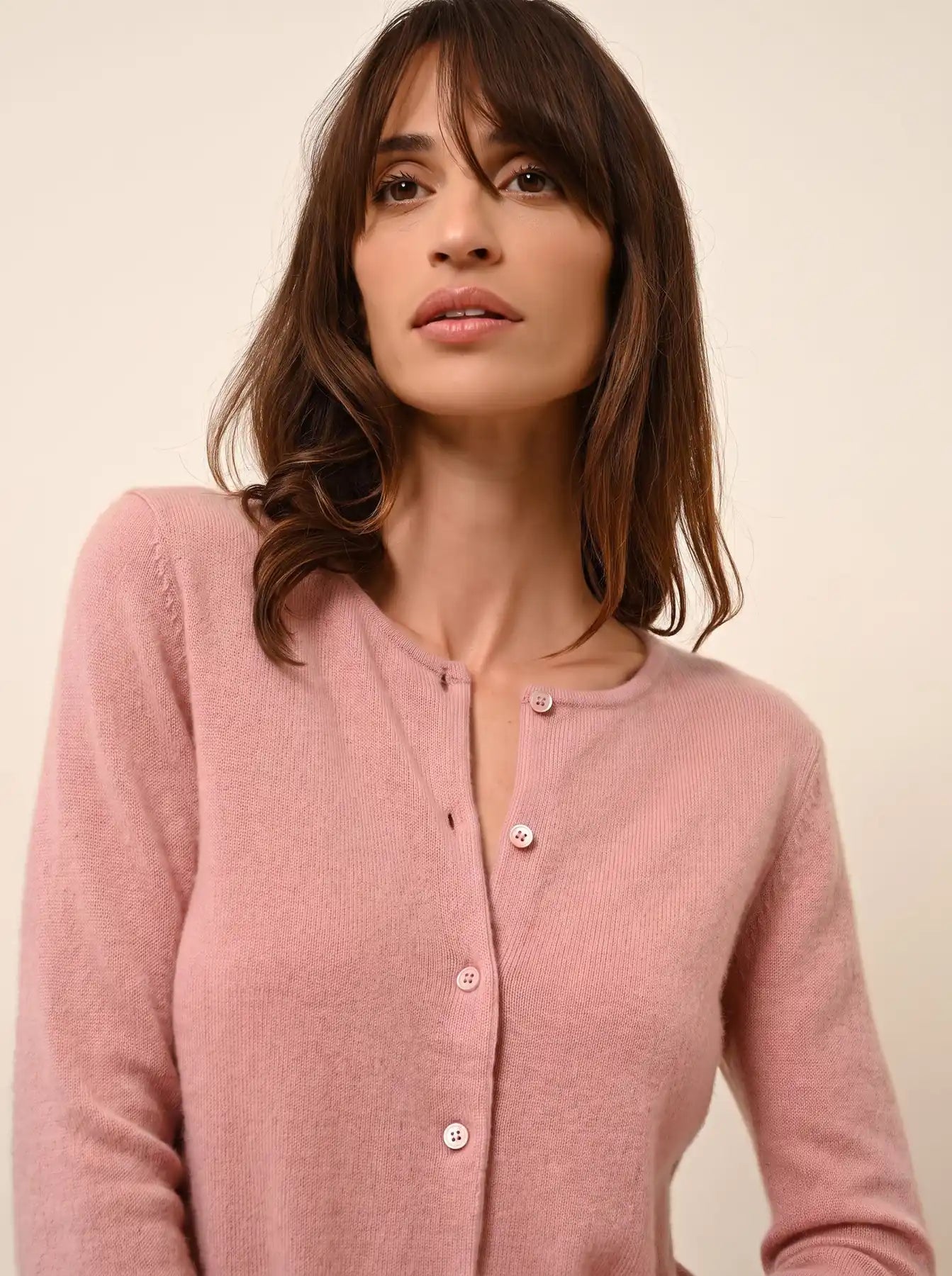 KATHARINE strickjacke rundhalsausschnitt bois de rosa