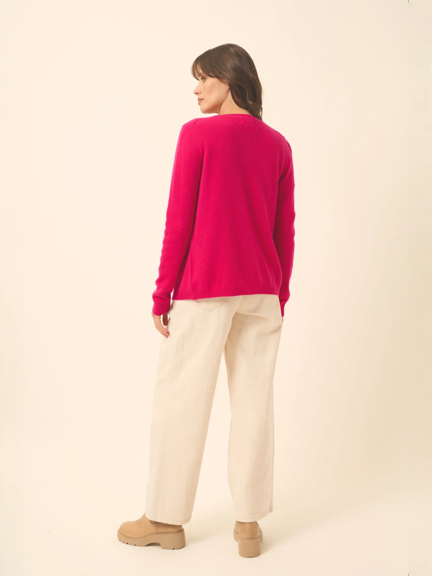 KATHARINE strickjacke rundhalsausschnitt fuchsia