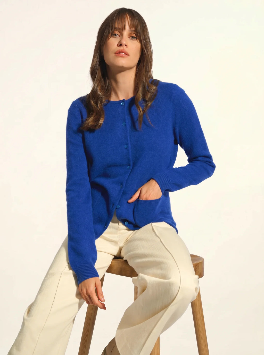 KATHARINE strickjacke rundhalsausschnitt ultramarin