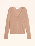 NORMA Cardigan Col V Camel Chiné