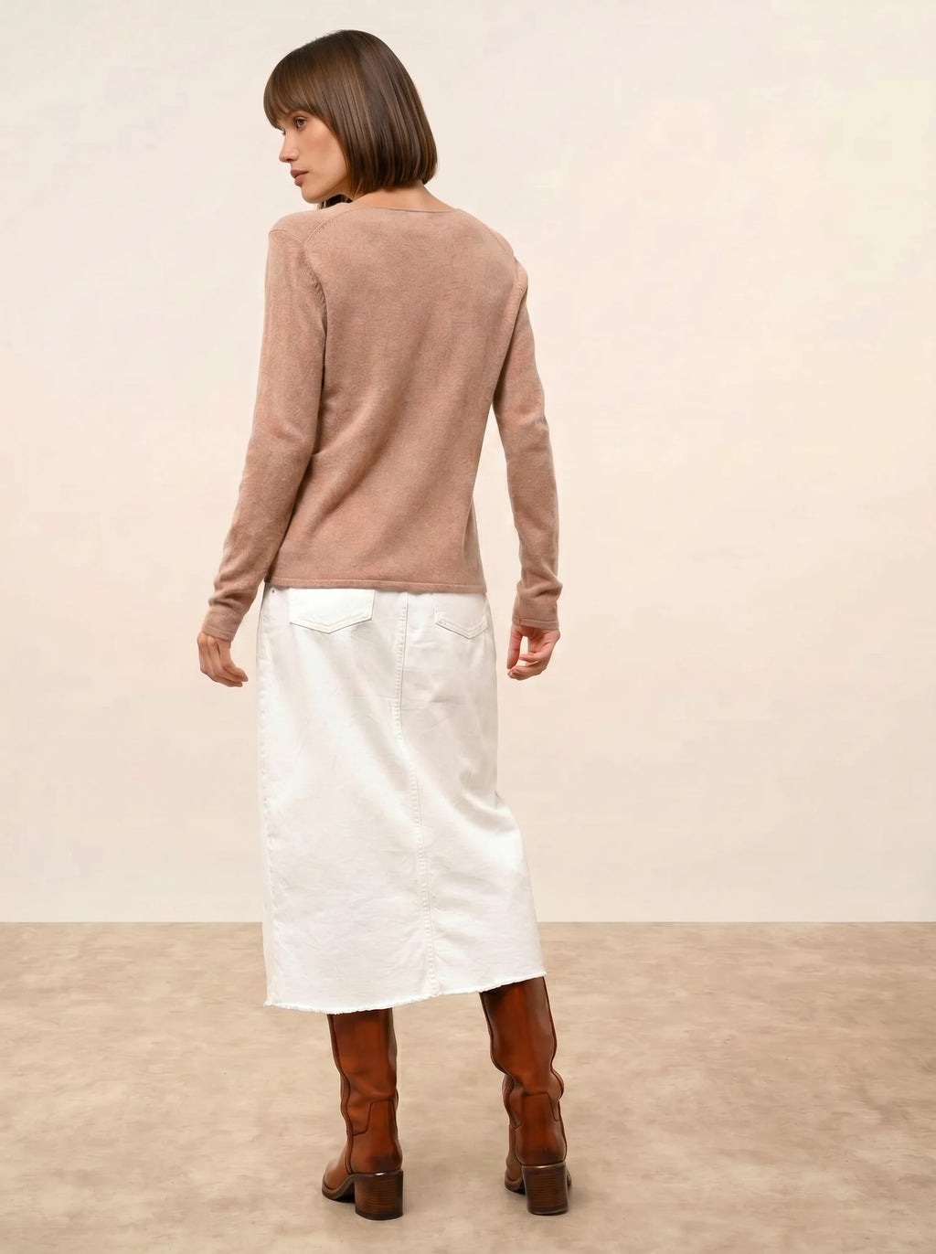 NORMA strickjacke v-ausschnitt camel meliert
