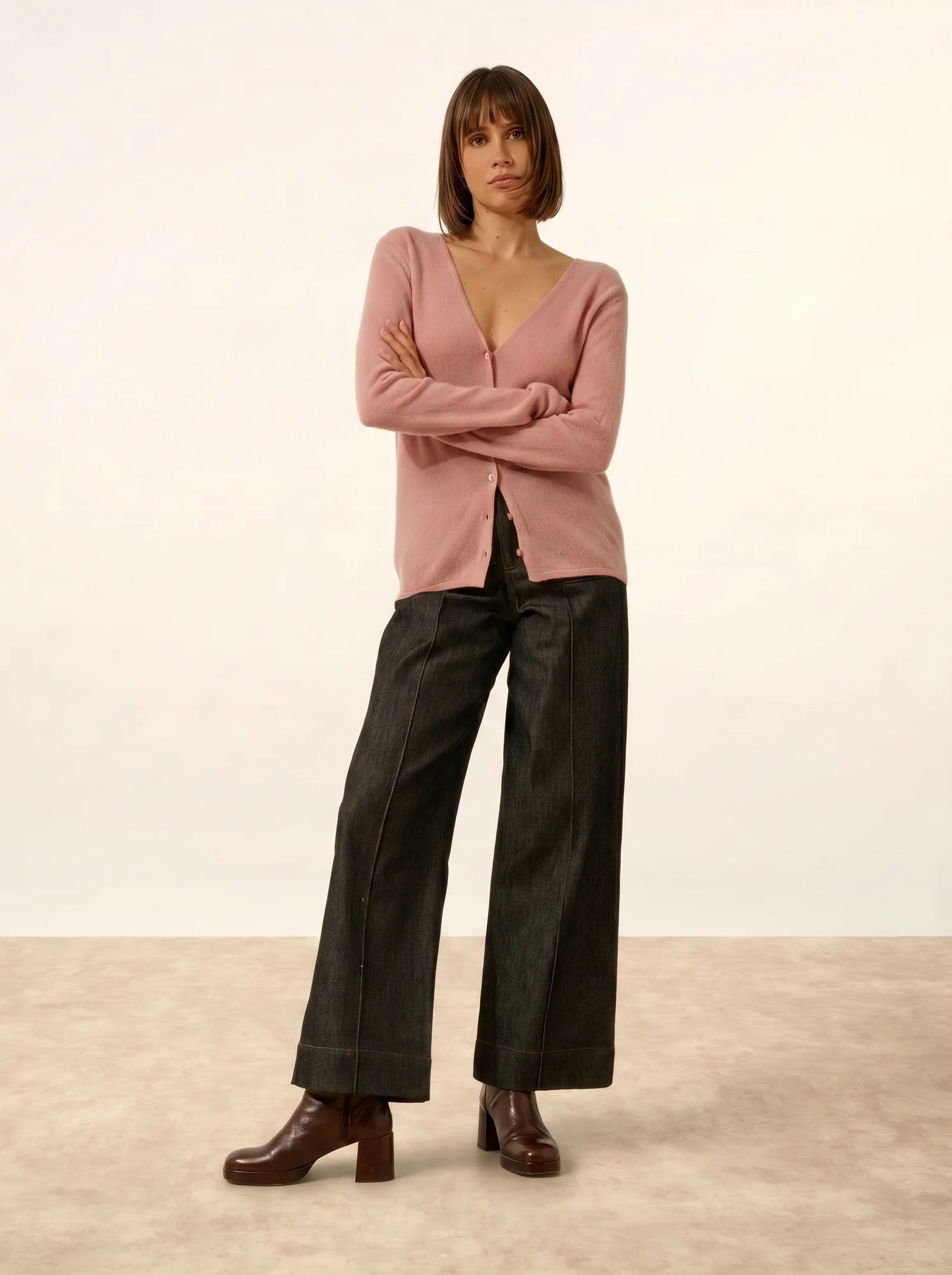 NORMA strickjacke v-ausschnitt bois de rosa