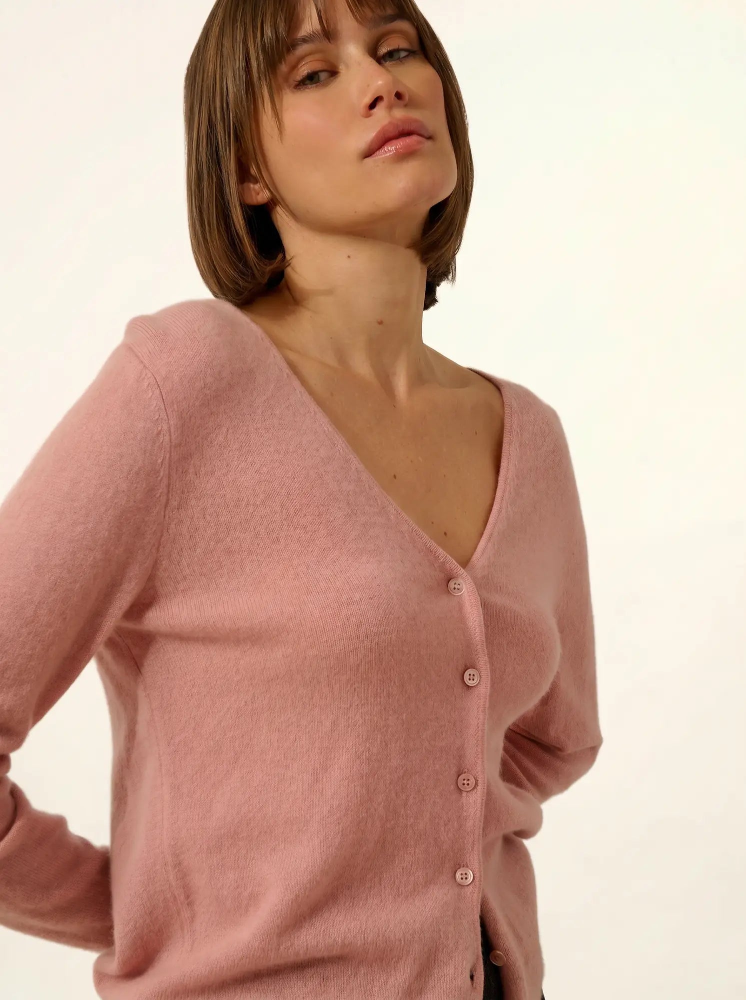 NORMA strickjacke v-ausschnitt bois de rosa