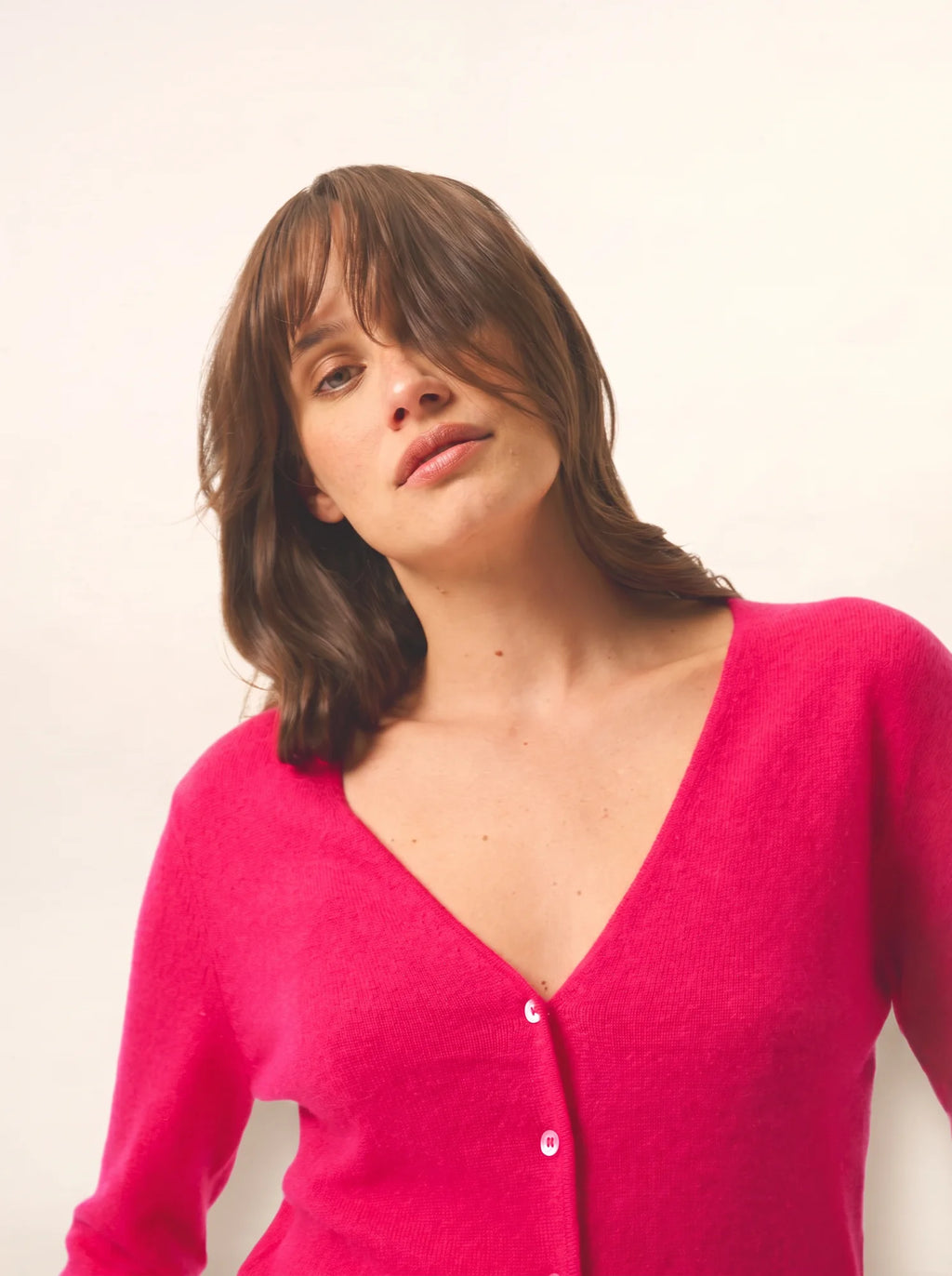 NORMA cardigan col V fuchsia
