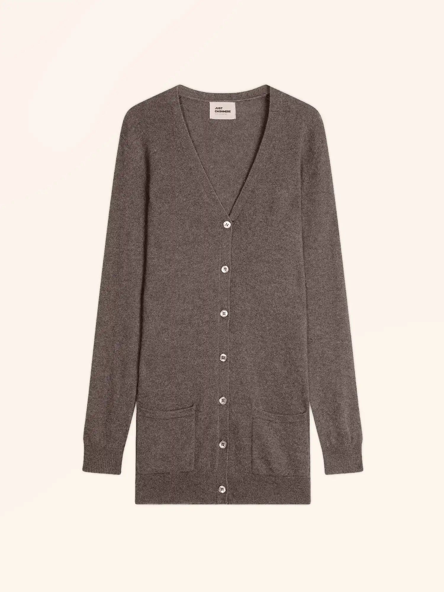TOMMIE strickjacke v-ausschnitt taupe meliert