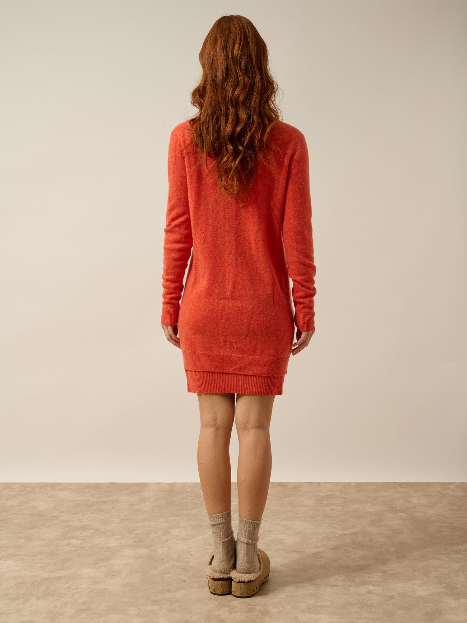 CHELSEA cardigan col v orange chiné