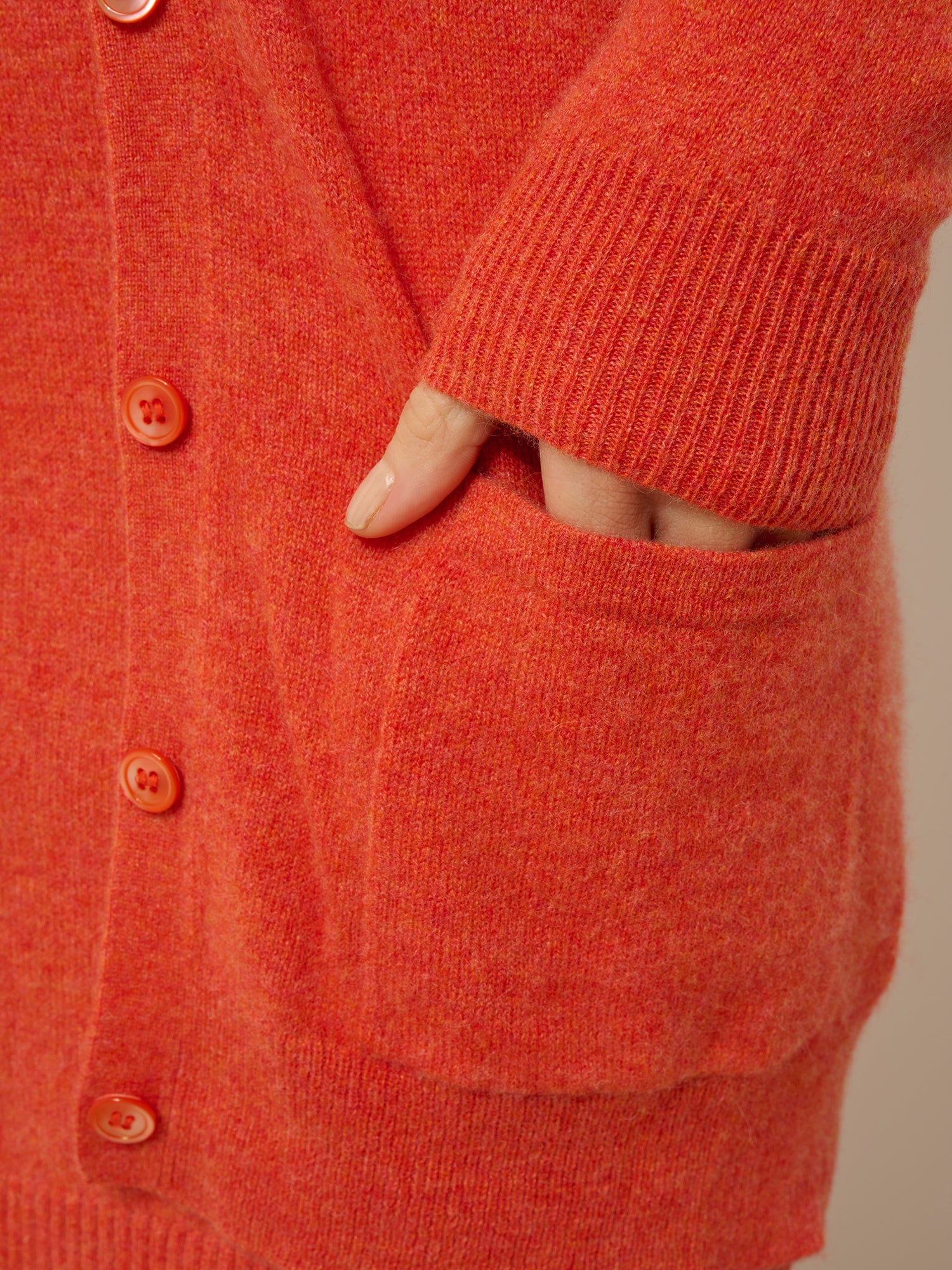 CHELSEA cardigan col v orange chiné