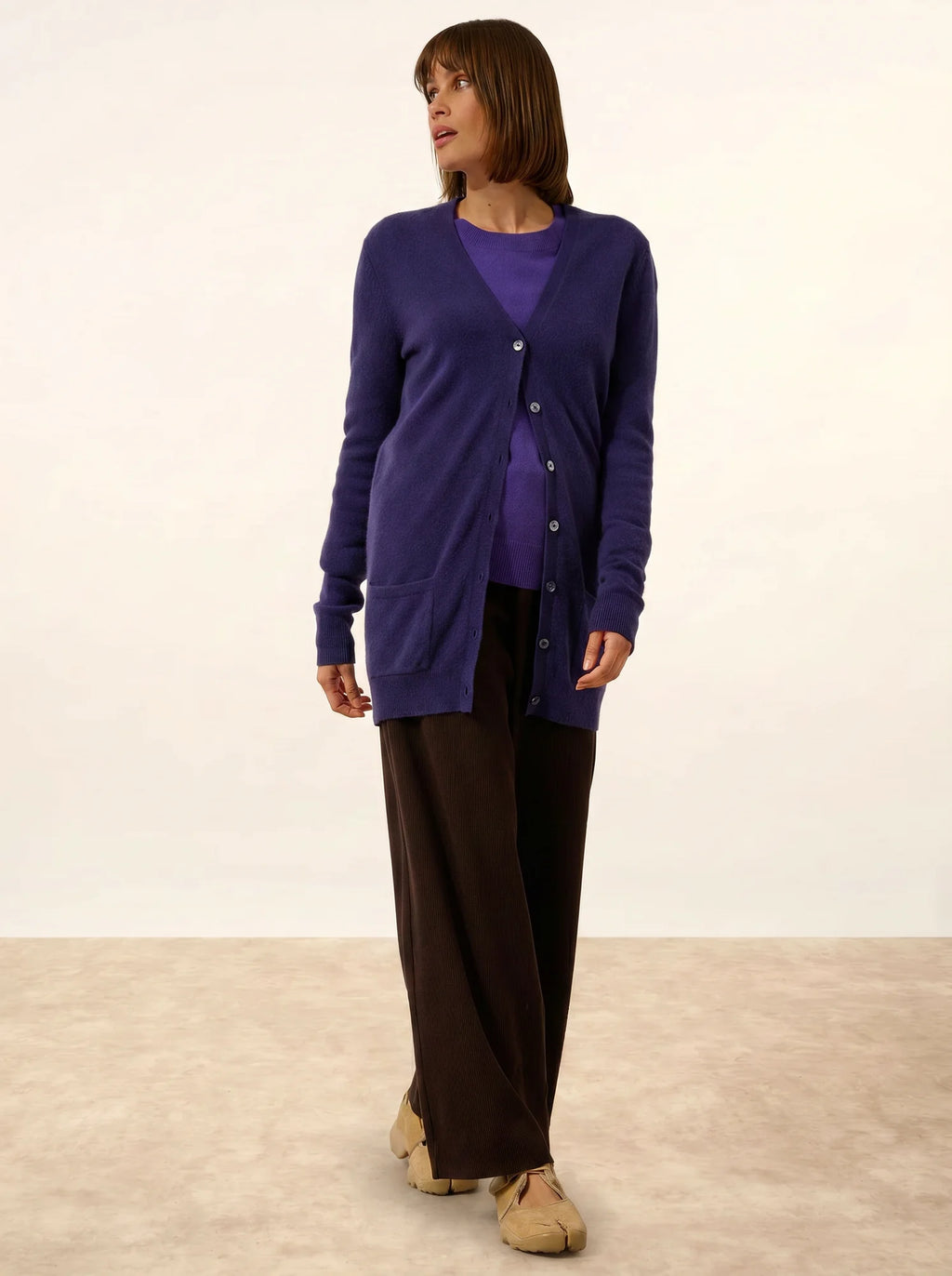 TOMMIE strickjacke v-ausschnitt violett