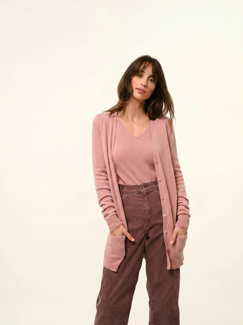 TOMMIE strickjacke v-ausschnitt bois de rosa