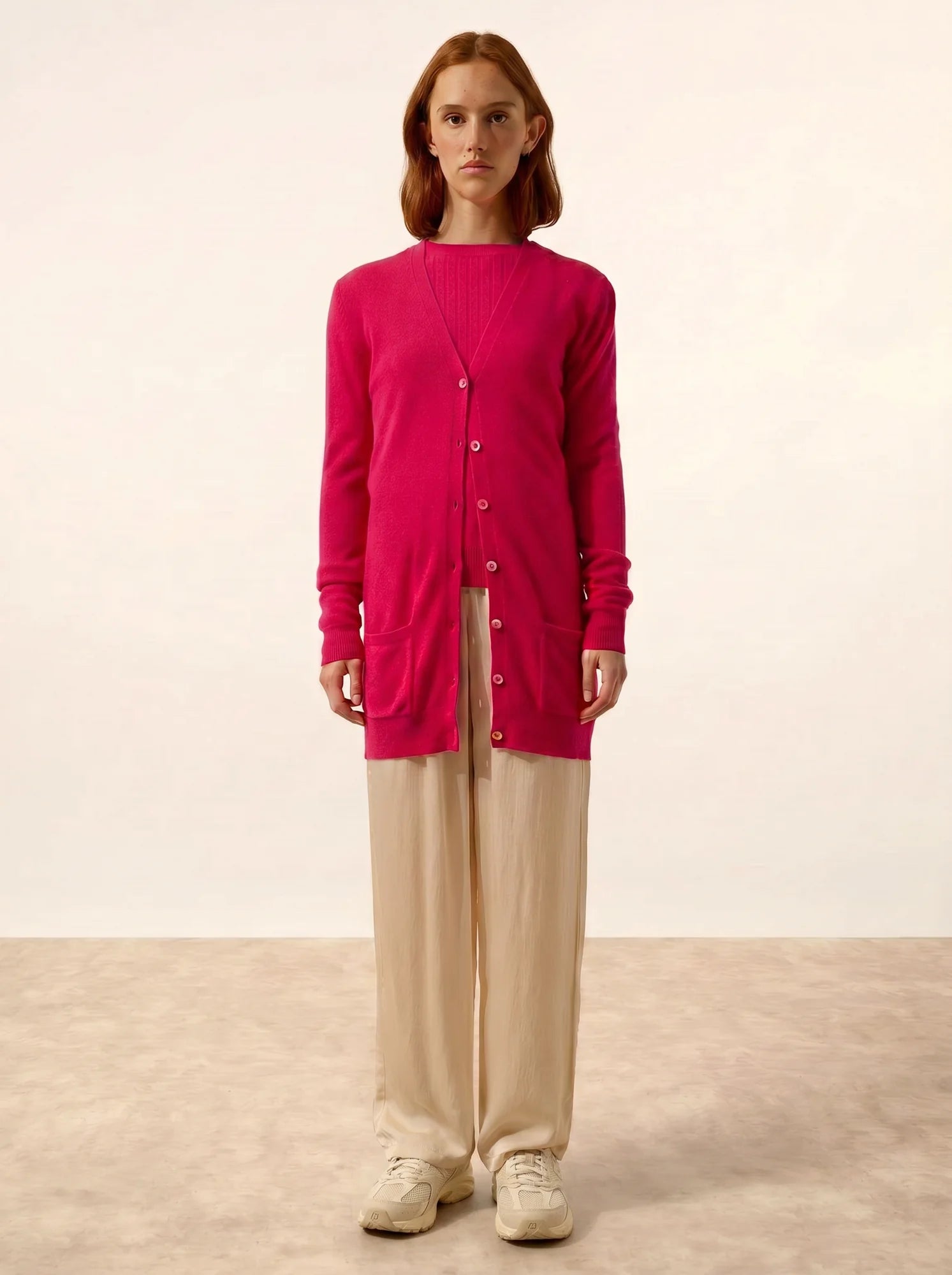 TOMMIE strickjacke v-ausschnitt fuchsia