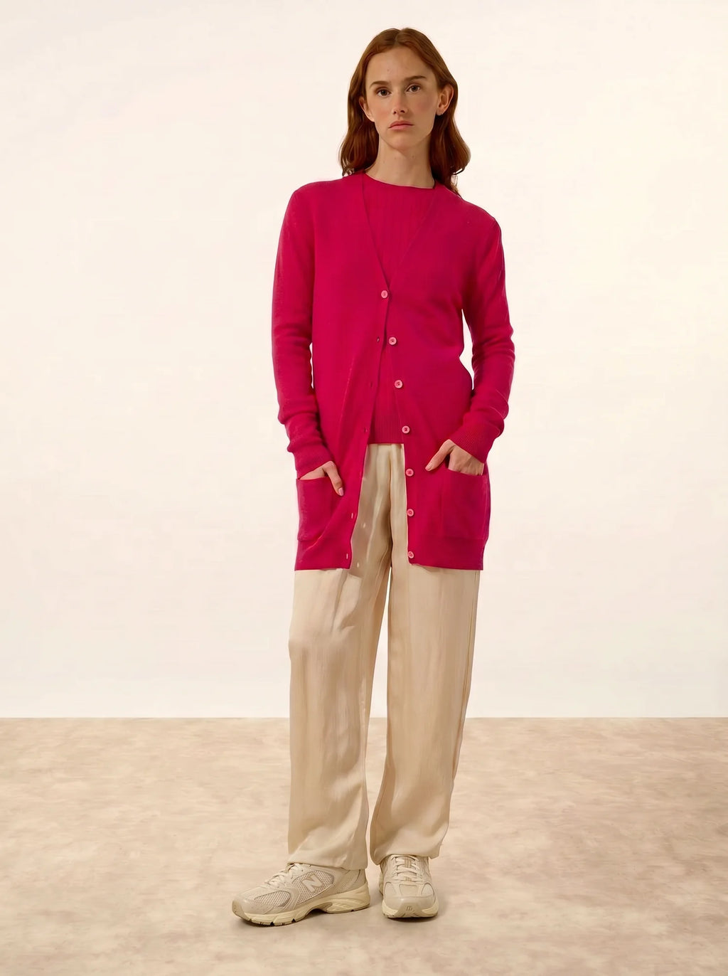 TOMMIE strickjacke v-ausschnitt fuchsia
