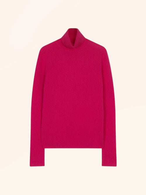 AVA pull col roulé fuchsia