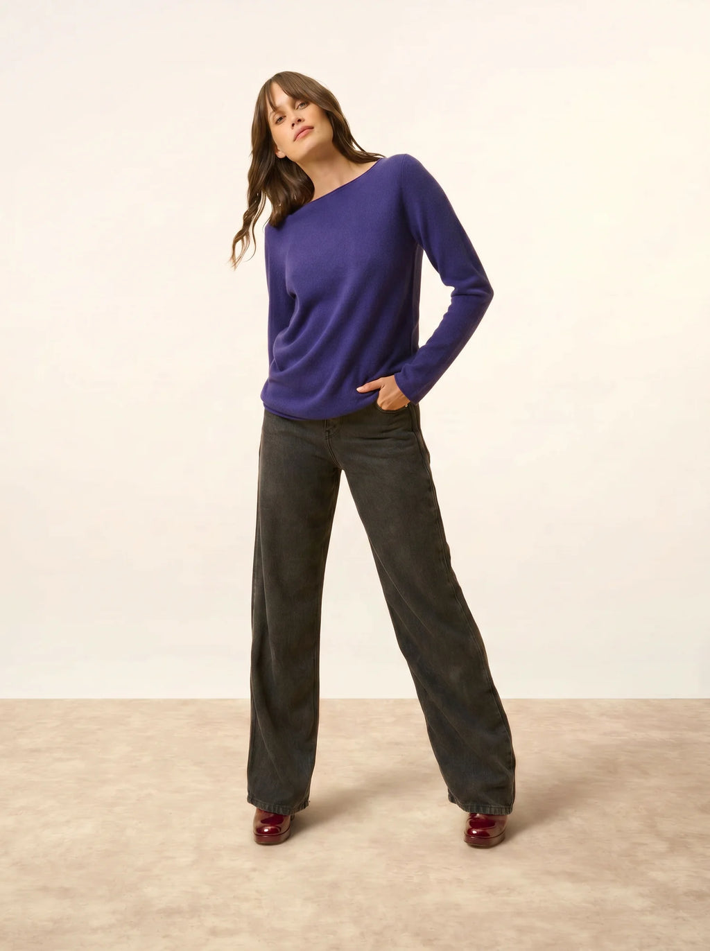 GRACE pullover u-boot-ausschnitt violett