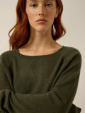 ABIGAILE pullover u-boot-ausschnitt tropfen hinten khaki