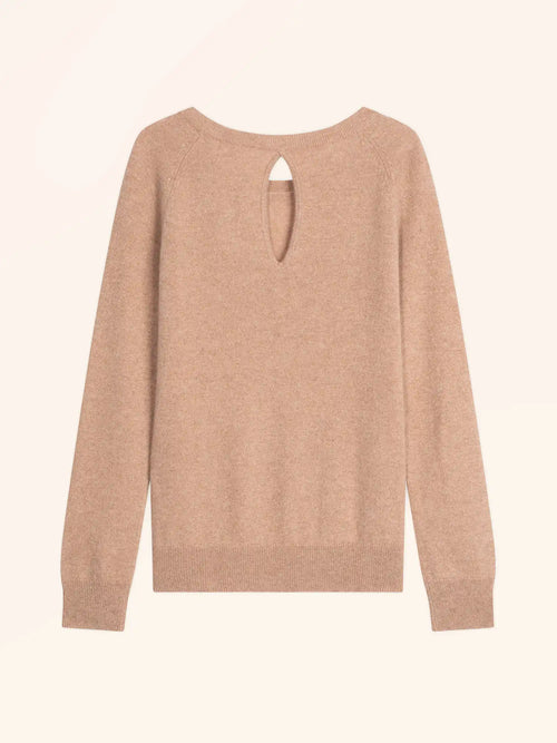 ABIGAILE pull col bateau goutte dos camel chiné