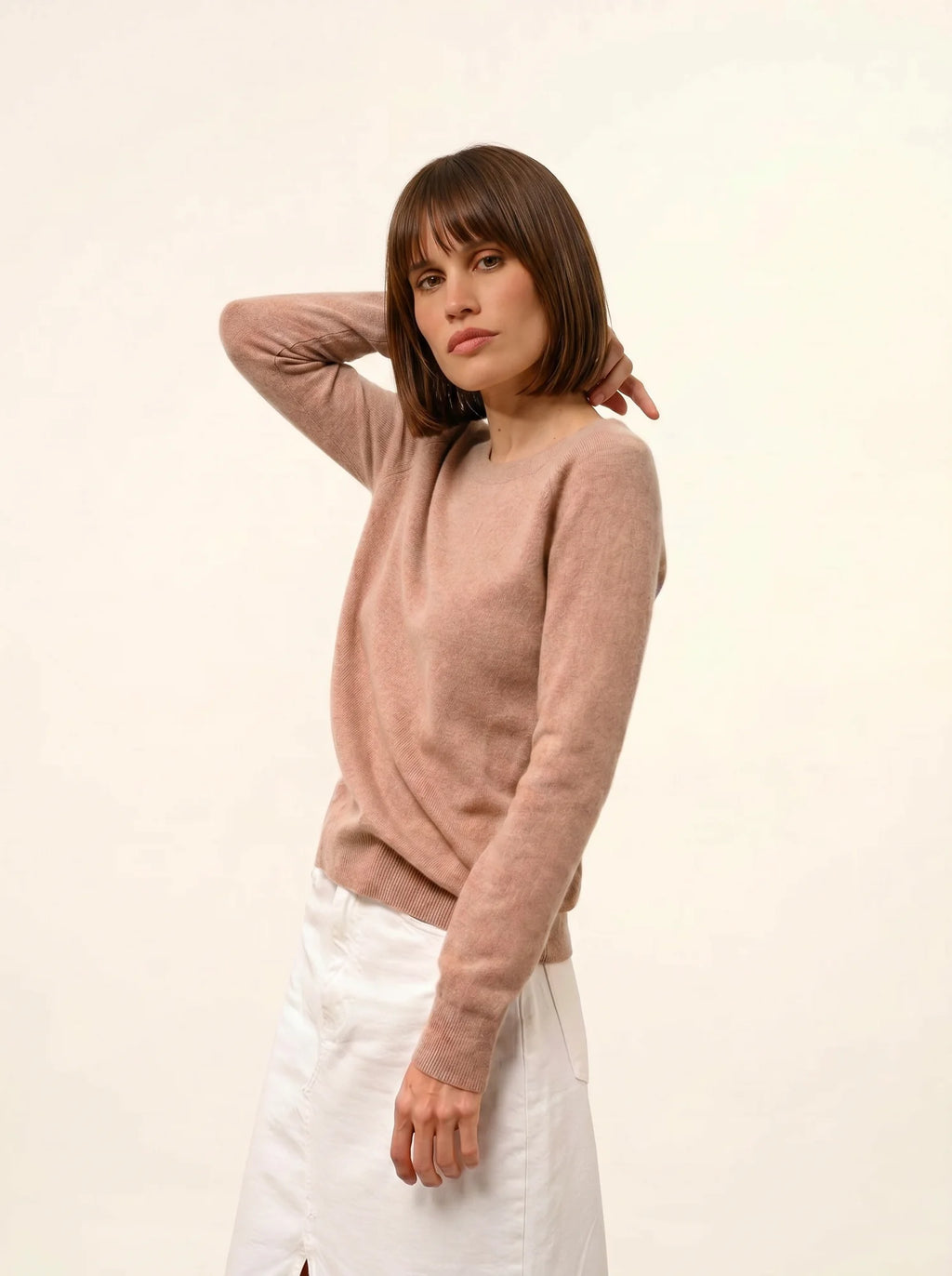 ABIGAILE pullover u-boot-ausschnitt tropfen hinten camel meliert