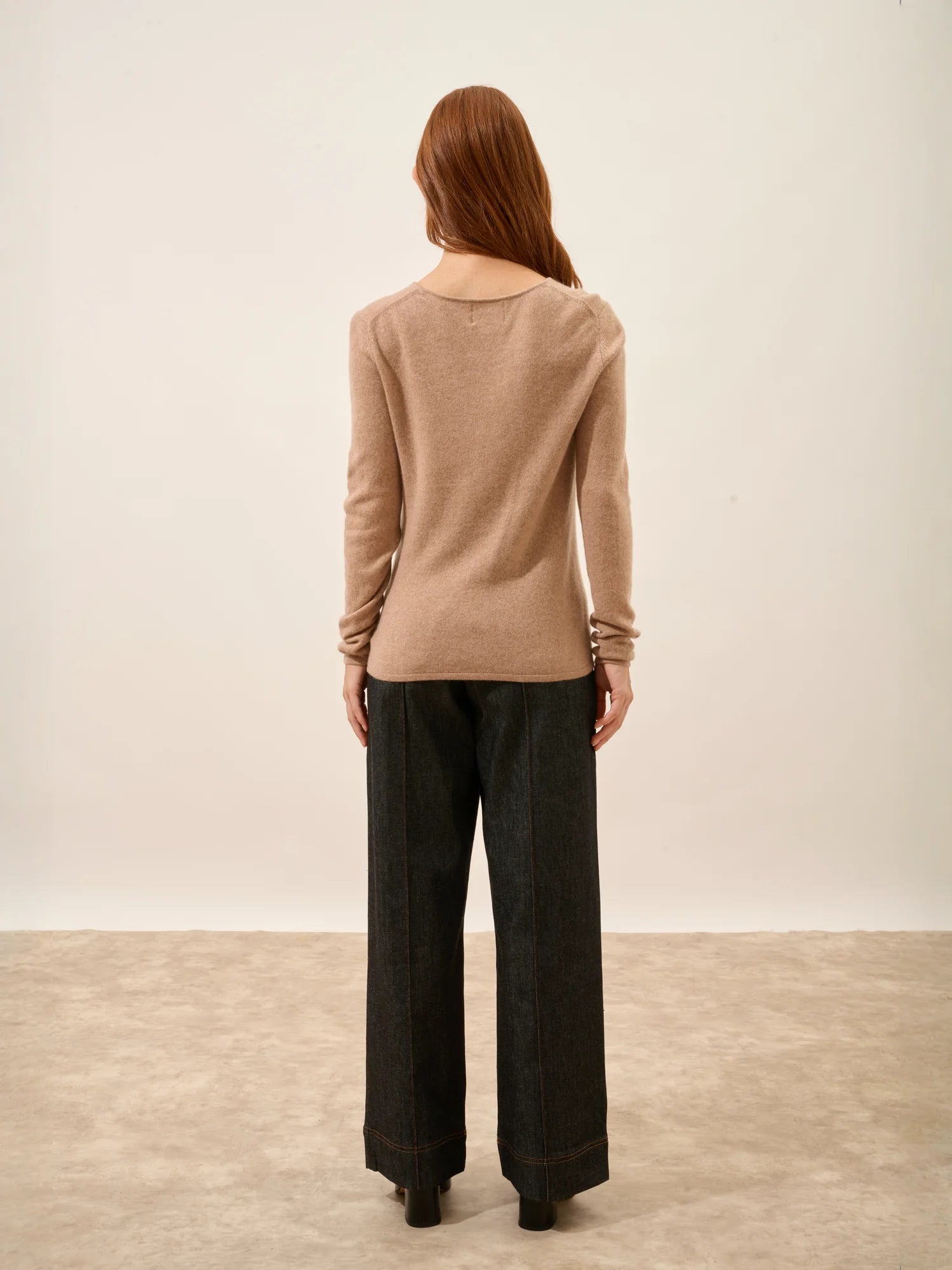 VIVIAN pullover rundhalsausschnitt camel meliert
