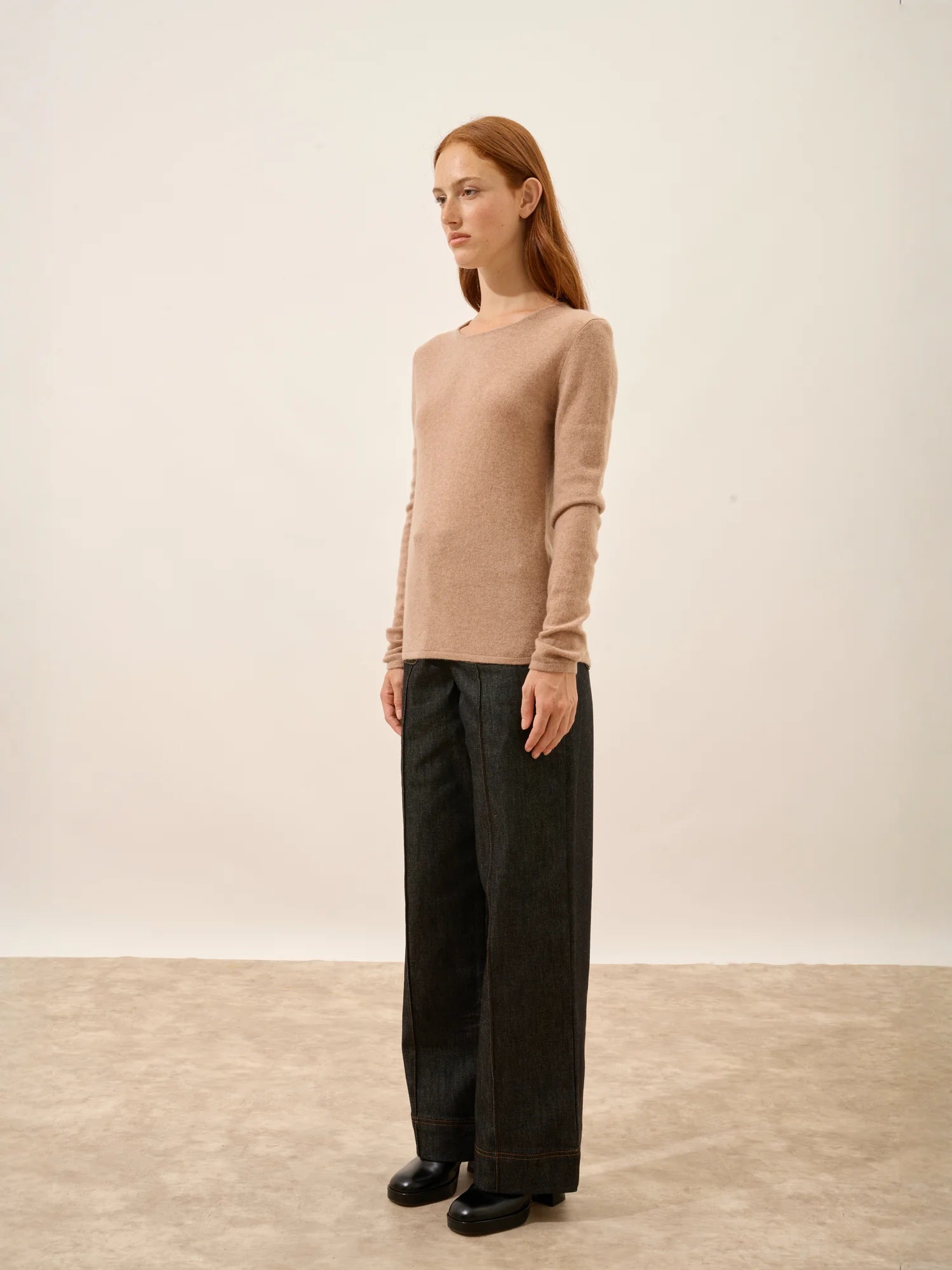 VIVIAN pullover rundhalsausschnitt camel meliert