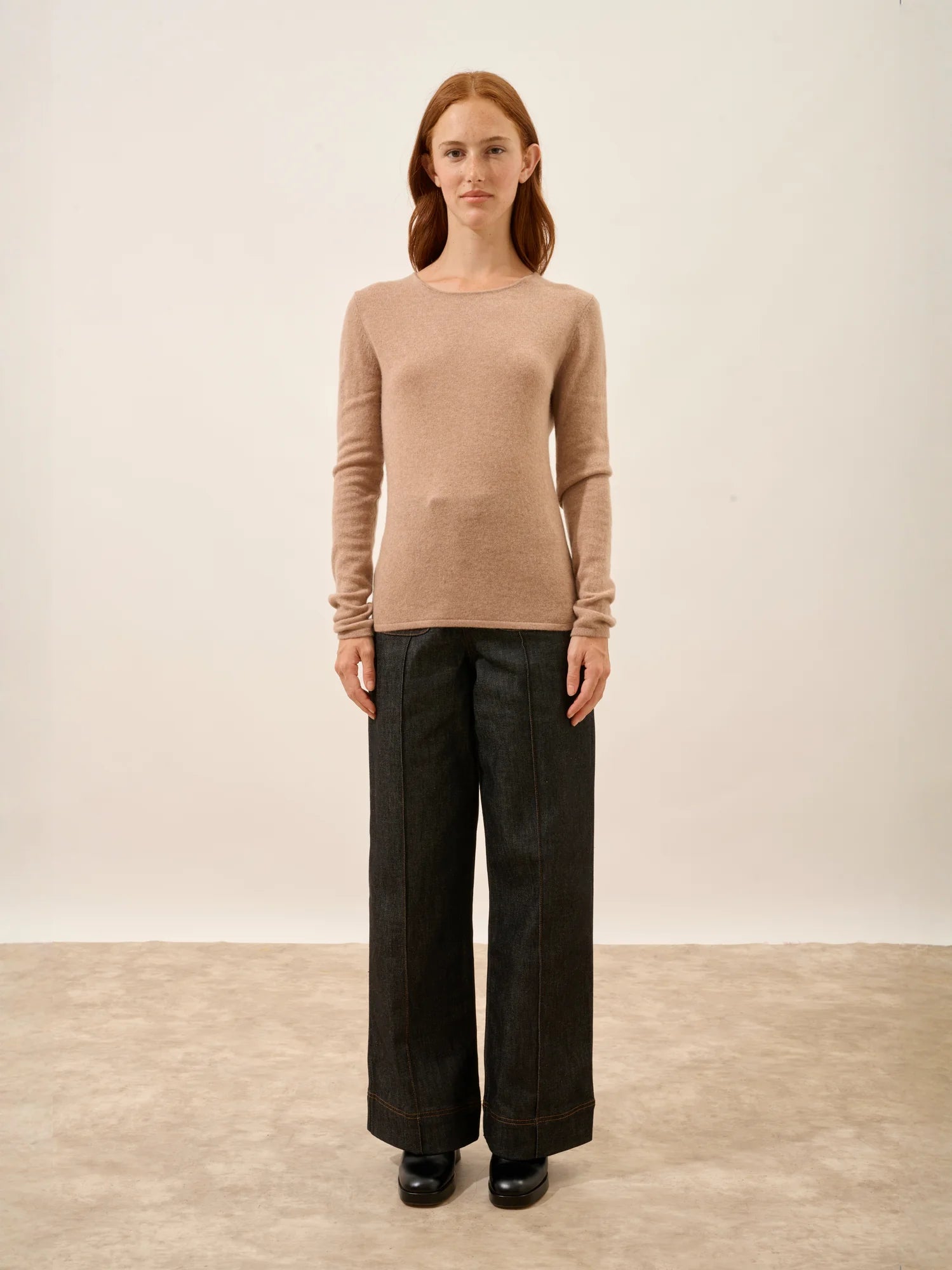 VIVIAN pullover rundhalsausschnitt camel meliert