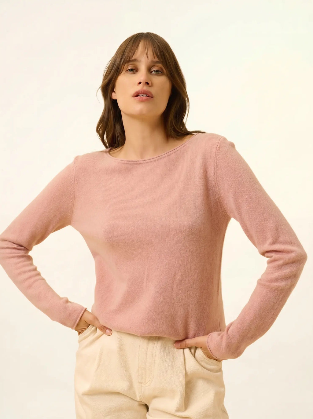 VIVIAN pull col rond bois de rose