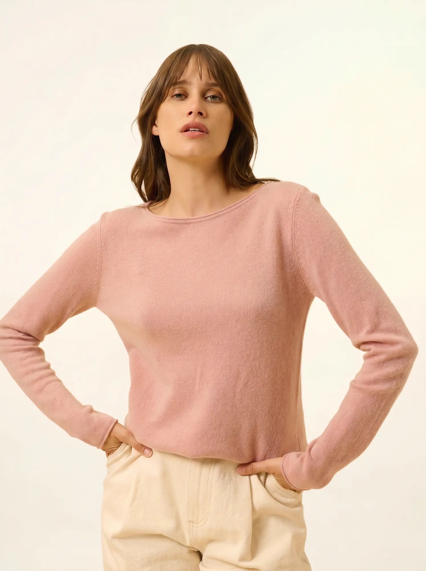 VIVIAN pull col rond bois de rose