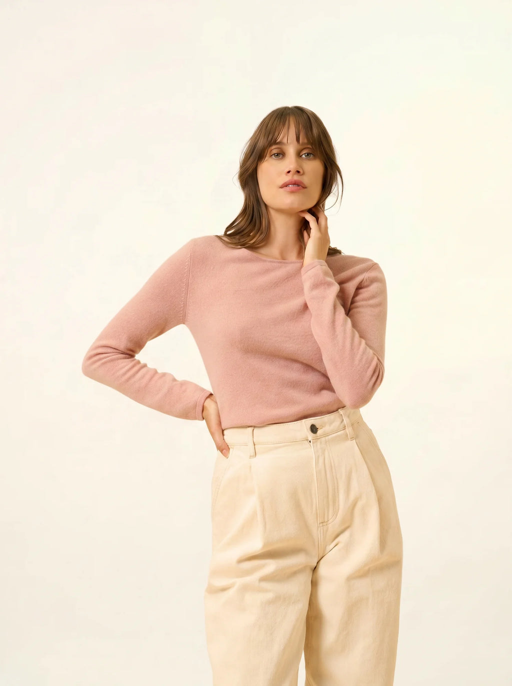 VIVIAN pull col rond bois de rose