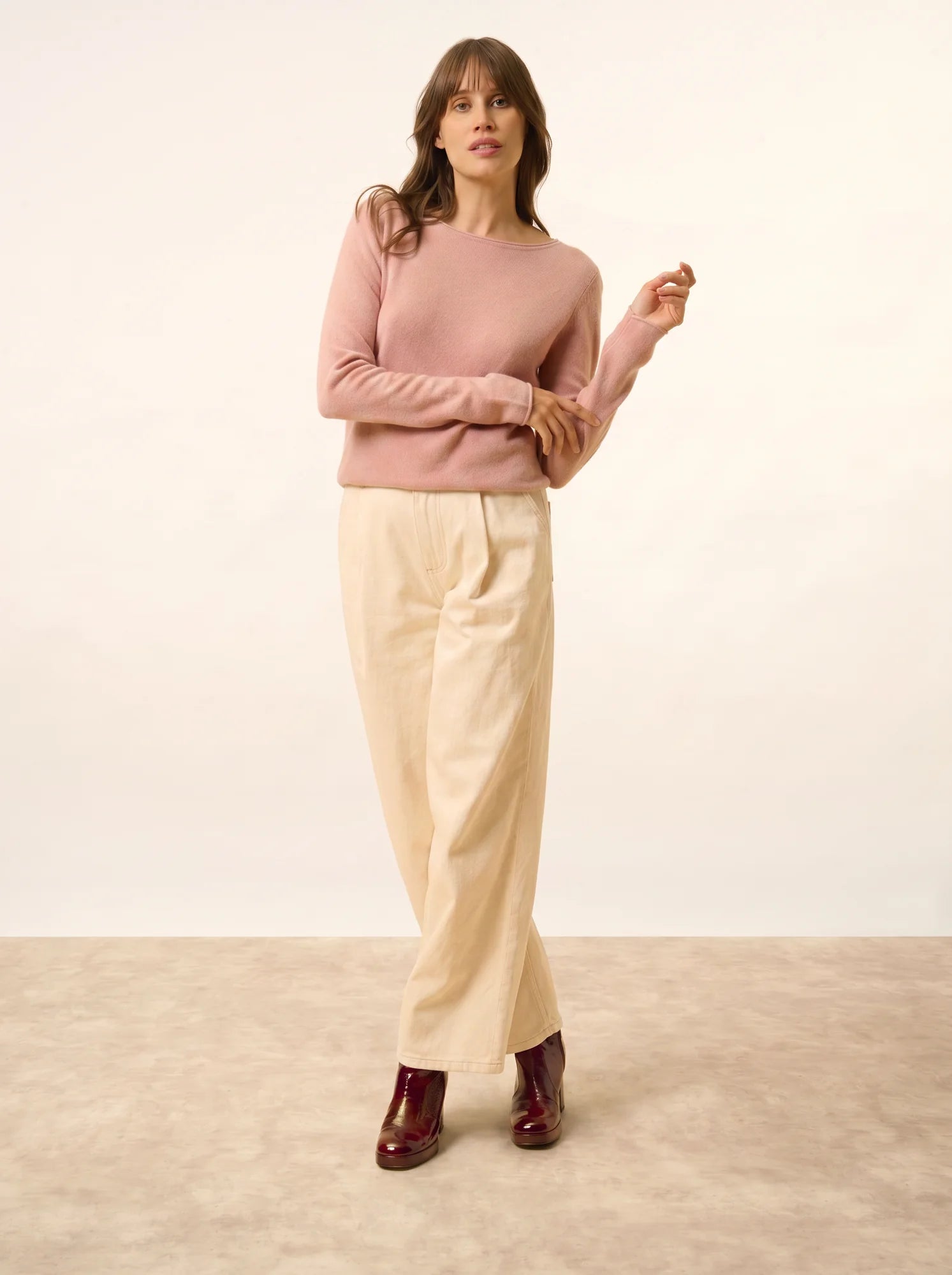 VIVIAN pull col rond bois de rose