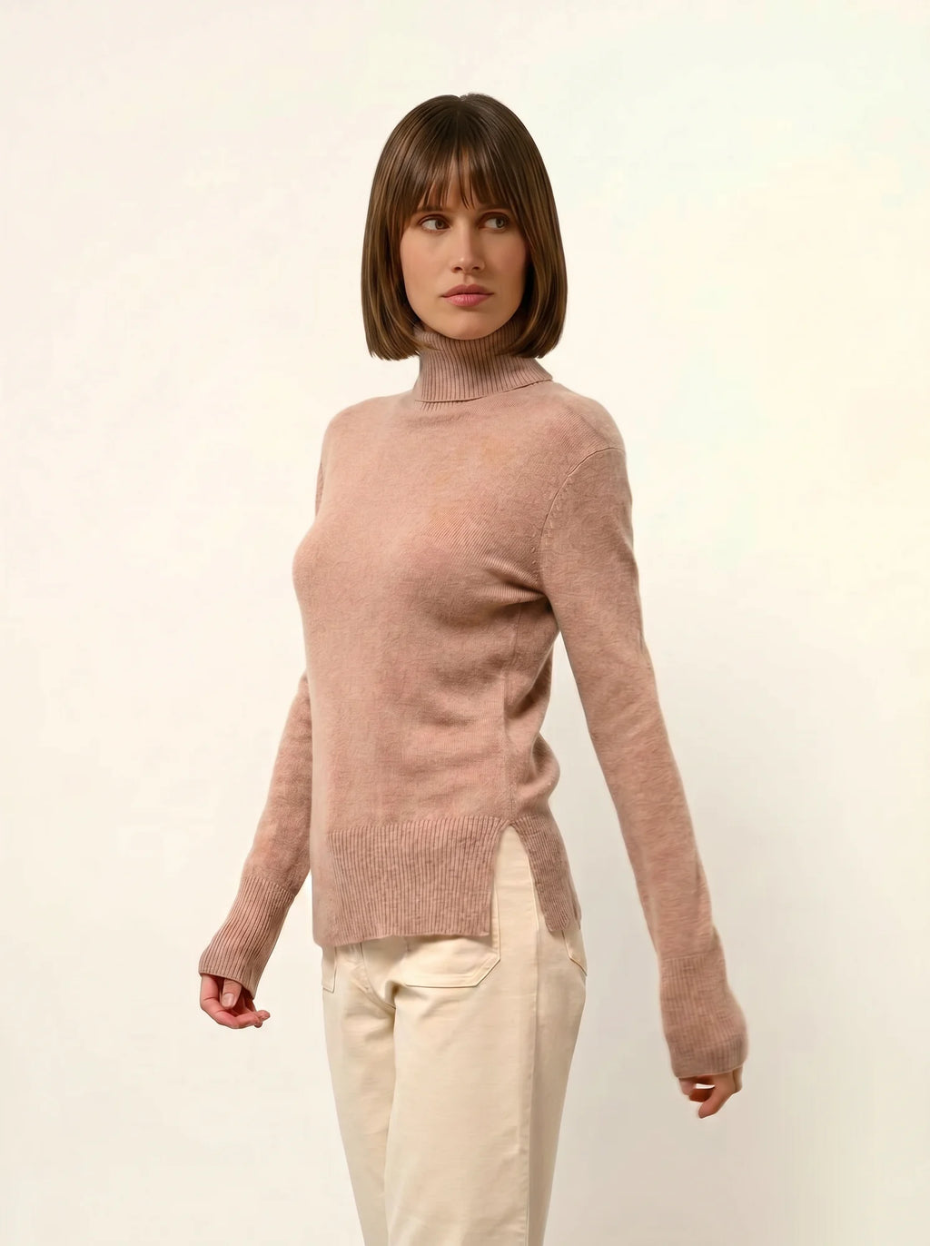LEXIE pullover rollkragen camel meliert